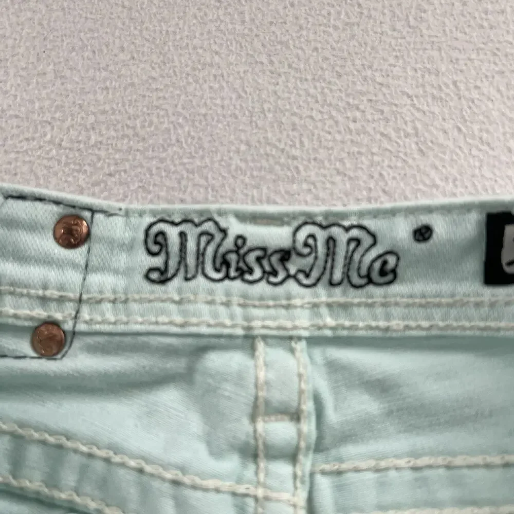 Miss Me Girl Icy Blue JK5633M4 Bermuda Bling Cross Stretch Denim Jean Short 16